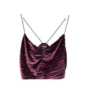 Wild Fable Purple Velvet Ruched Cami Crop Top Adjustable Spaghetti Straps Size M